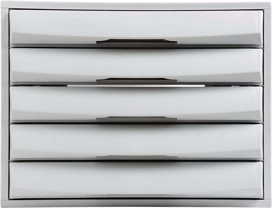 Exacompta 222040D Premium Ablagebox mit 5 geschlossenen Schubladen für DIN A4+ Dokumente. Belastbare
