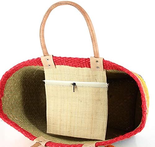 bunte Korbtasche aus Sisal Strandtasche Shopper Korb Einkaufskorb (SAINT TROPEZ), Saint Tropez