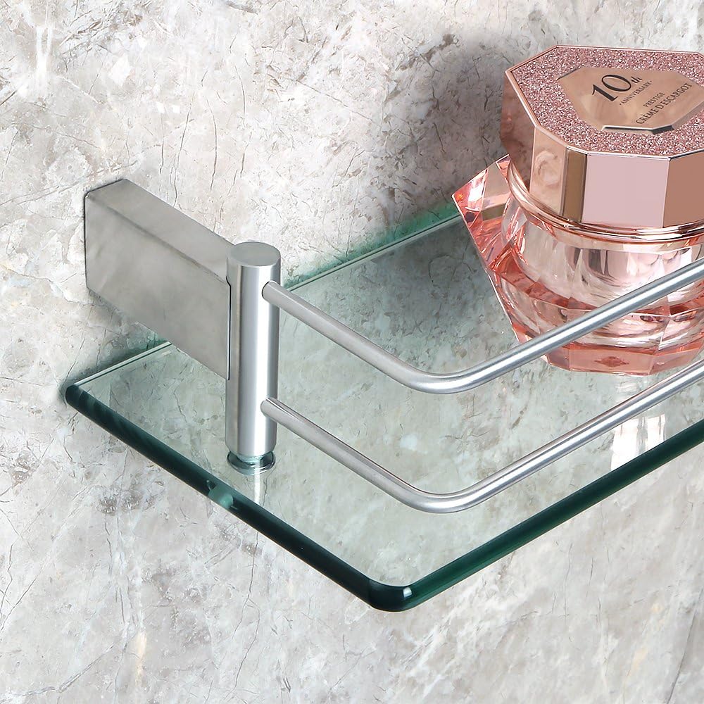 SAYAYO Duschablage Glasregal Edelstahl Duschregal Gebürstet Badezimmer Regal Duschkorb Shampoo Halte