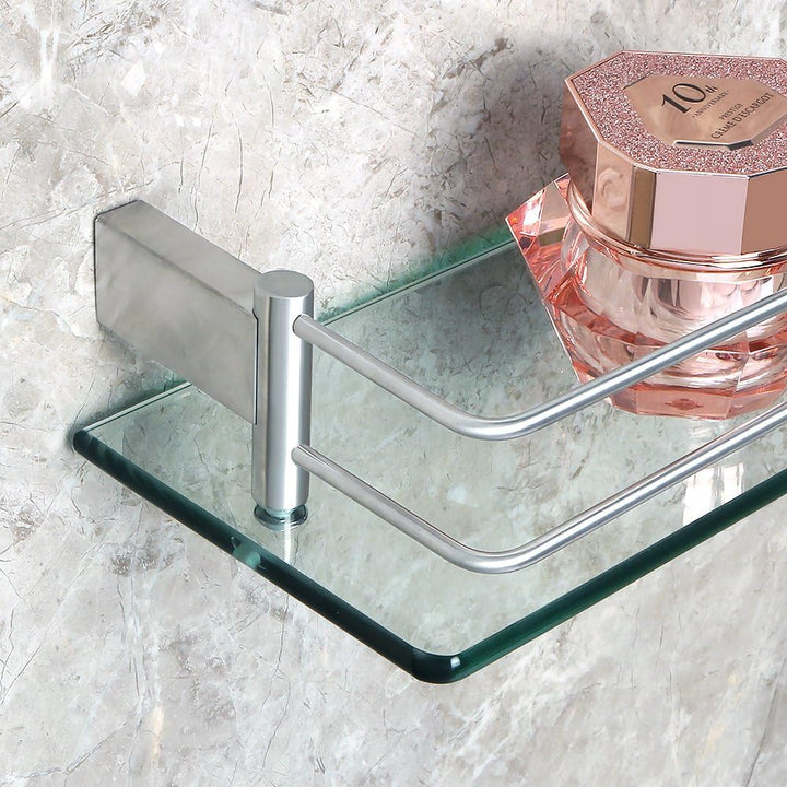 SAYAYO Duschablage Glasregal Edelstahl Duschregal Gebürstet Badezimmer Regal Duschkorb Shampoo Halte