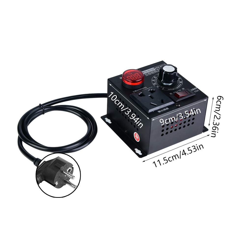 Spannungsregler, AC 220V 4000W SCR Elektrischer Spannungsregler Motor Lüfter Drehzahlregler Dimmer(E