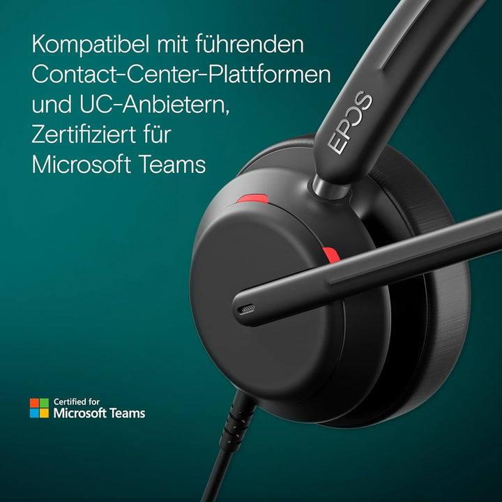 EPOS IMPACT 760T - Doppelseitiges kabelgebundenes Headset für PC mit Noise Cancelling-Mikrofon, Micr
