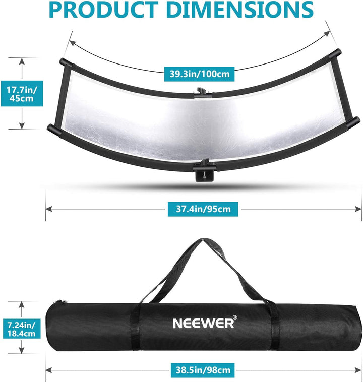 Neewer Diffusor, Reflektor mit Klappe, mit Tragetasche, 100 x 45 cm, für Fotografie, gebogen, für Fo