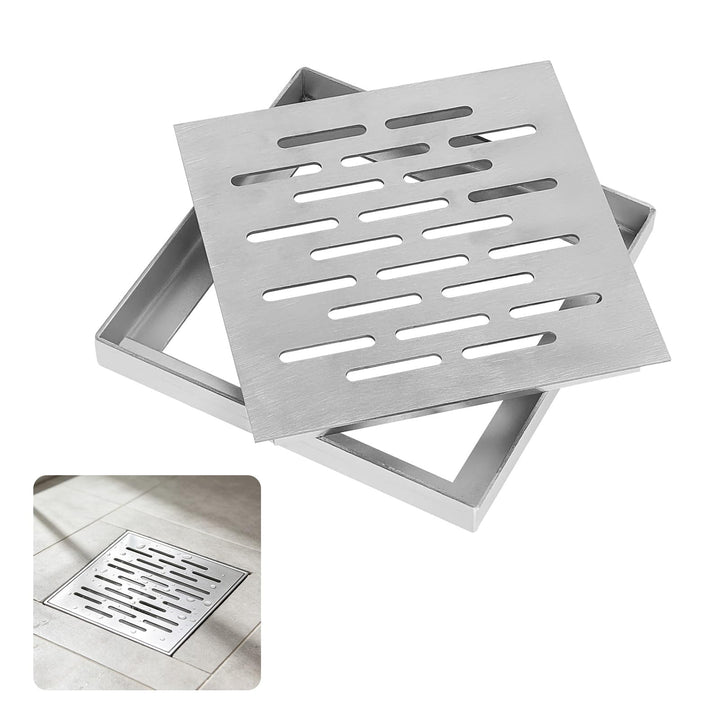 Bodenablauf Edelstahl Mit Rahmen 15X15X2cm Quadratisch Abflussgitter Keller | Bodenablaufabdeckung R