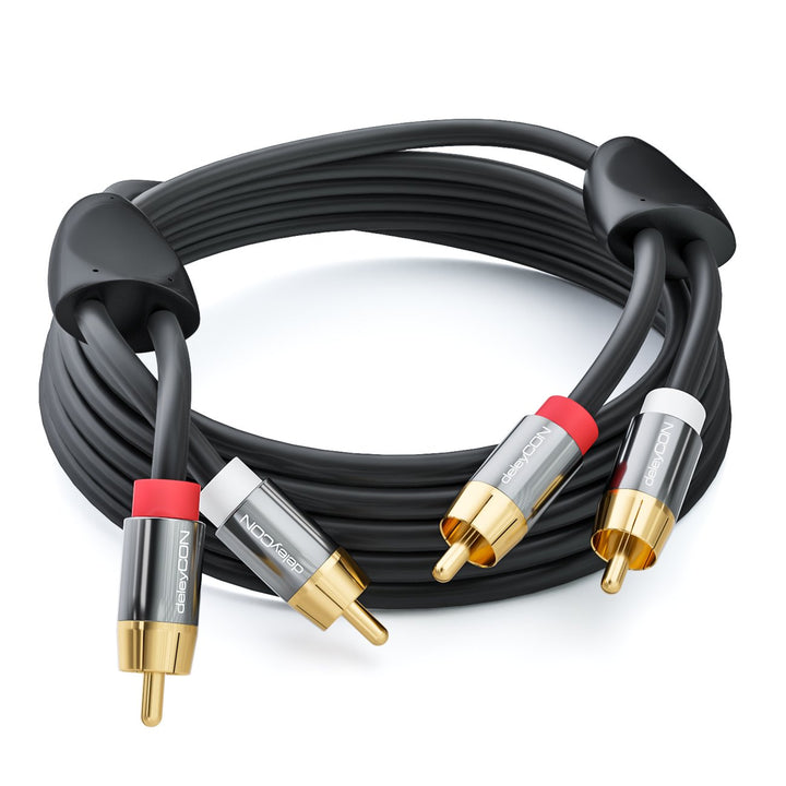 deleyCON 10m Cinch Kabel Stereo Audio Cinch RCA Kabel 2x Cinch Stecker zu 2x Cinch Stecker HiFi-Anla