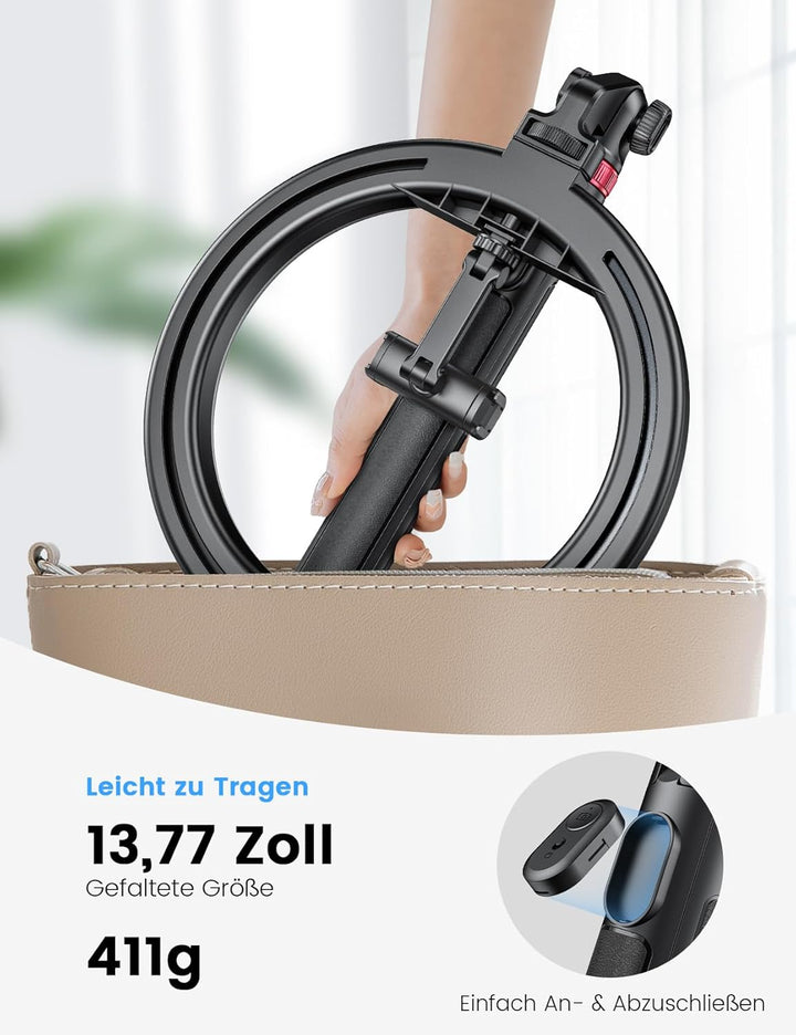 10,2" Dimmbares Ringlicht mit 192cm Hohem Aluminium-Stativ, Flimmerfreies LED-Make-up-Licht/Cold-Sho