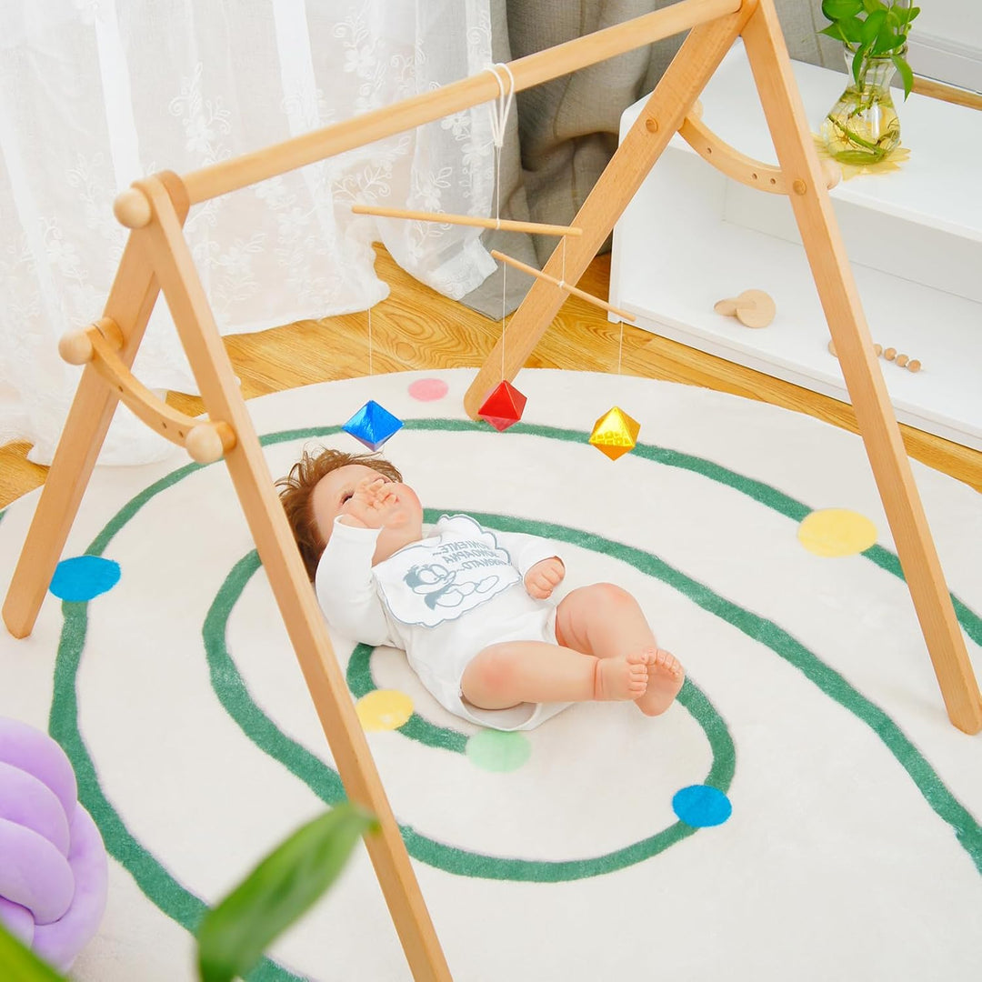 Geometrisches Oktaeder in verschiedenen Grössen Mobile, Montessori-Mobile, Gelb Blau Rot, Holzstab,