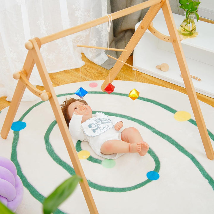 Geometrisches Oktaeder in verschiedenen Grössen Mobile, Montessori-Mobile, Gelb Blau Rot, Holzstab,