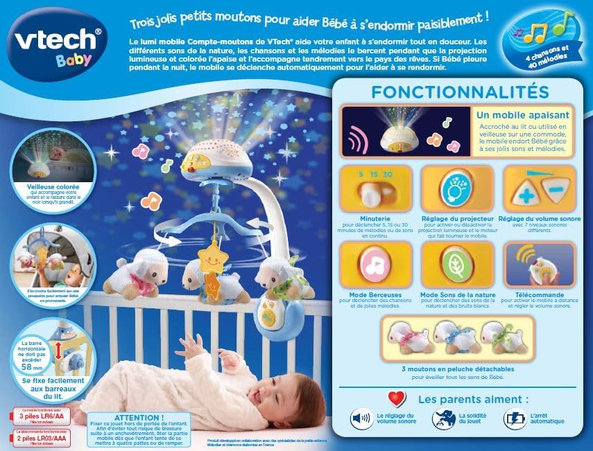 VTech Lumi Mobile Compte-Moutons Bleu