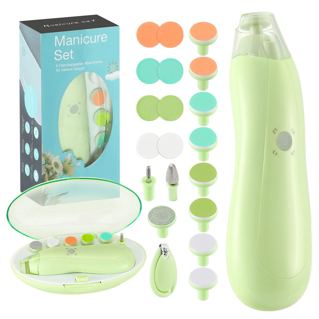 Zooawa Baby Nagelknipser 20 in 1, Elektrischer Baby Nageltrimmer, Nagelfeilen Set mit 12 Ersatzpads,