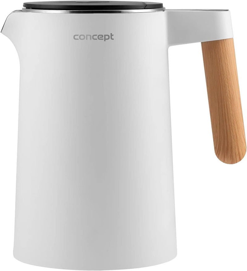 CONCEPT Hausgeräte Hausgeräte RK3300 Edelstahl Wasserkocher 1,5 L SALT & PEPPER, Weiss