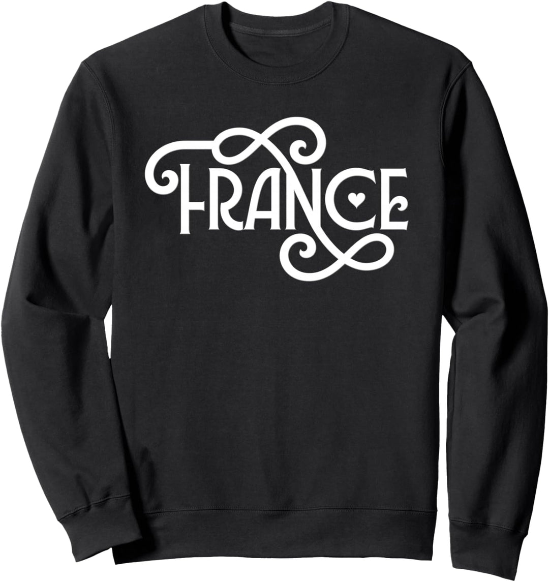 Frankreich White Script Damen Mädchen Urlaub Reise Sweatshirt