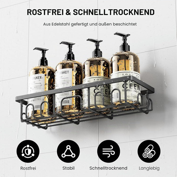 5 Stück Duschablage Ohne Bohren Edelstahl, Badezimmer Organizer Regal Zubehör, Seifen Zahnbürstenhal