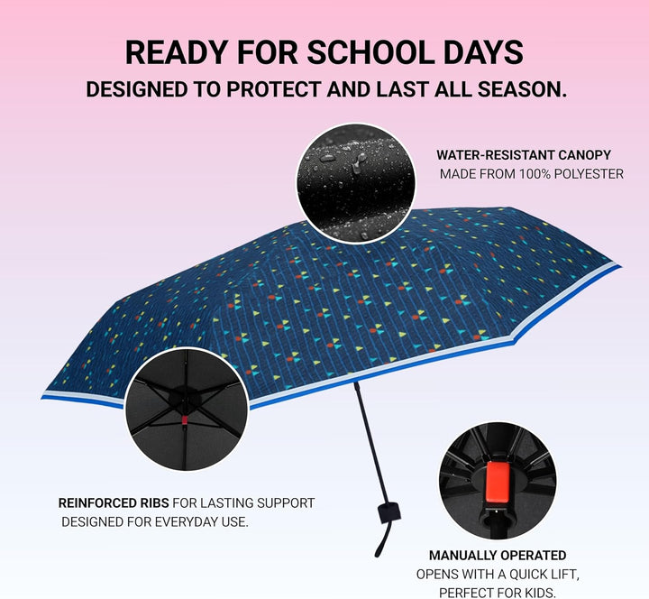 Knirps Rookie manual Kinder Regenschirm triple blue, 90 cm, Triple Blue