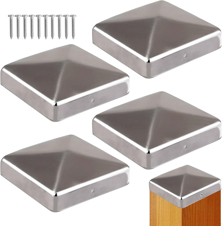 Pfostenkappen 8x8cm-5 Stück Pfostenabdeckung aus Metall, Pyramidenform Zaunpfosten Kappen für Holzpf