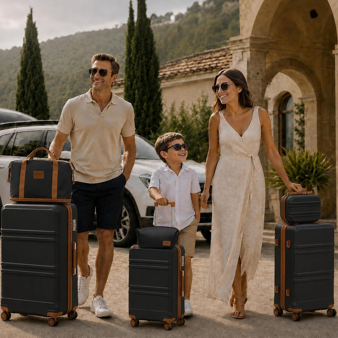 KONO Kofferset Reisekoffer Set Gepäcksets 6 Teilig, Koffer Set mit Beautycase Kosmetikkoffe mit Hand