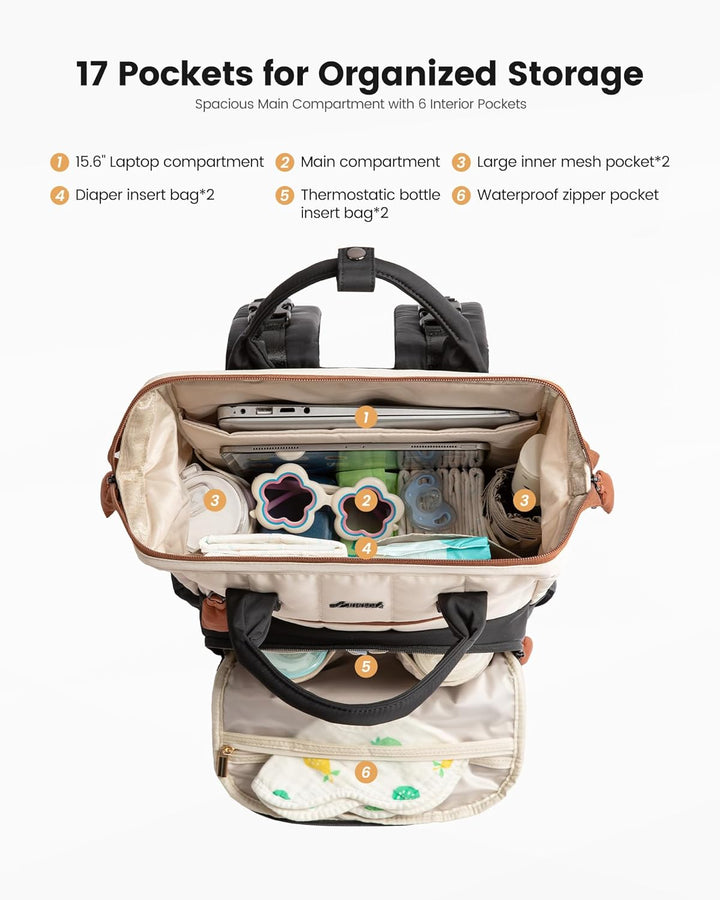 LOVEVOOK Wickelrucksack Gross, Baby Wickeltasche Rucksack Diaper Bag mit Wickelunterlage, Wasserabwe
