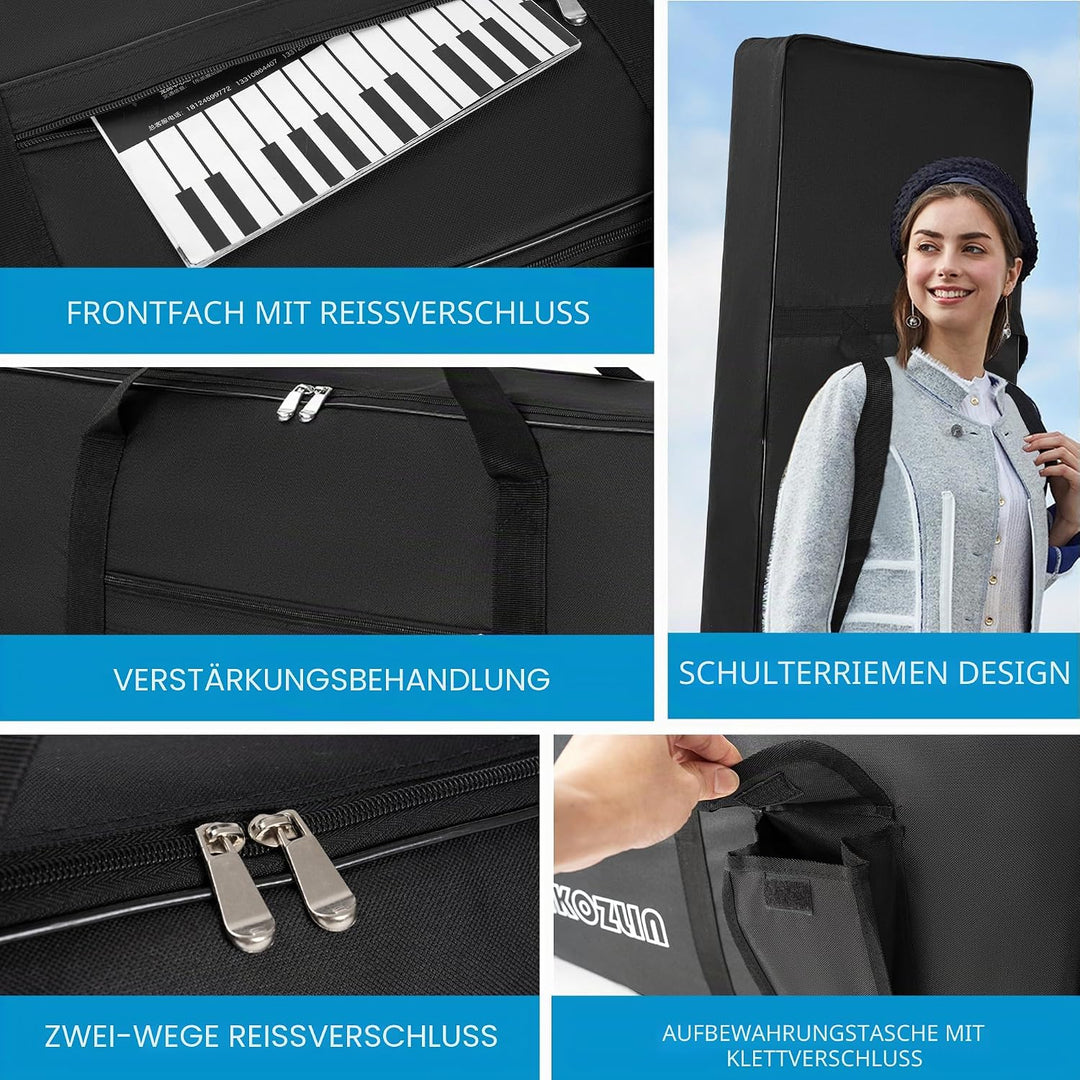 AKOZLIN Tragbare gepolsterte Tastaturhülle mit 76 Tasten, Masse: 116,8 x 13,5 x 45,7 cm, Gigbag für