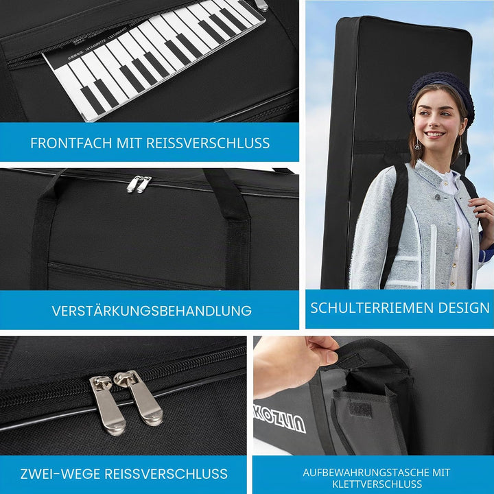AKOZLIN Tragbare gepolsterte Tastaturhülle mit 76 Tasten, Masse: 116,8 x 13,5 x 45,7 cm, Gigbag für