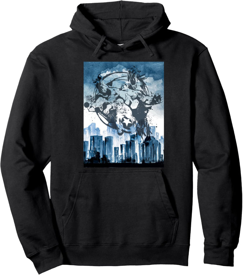Marvel The Avengers Circle Group Shot City Skyline Poster Pullover Hoodie
