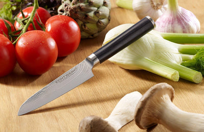 Echtwerk EW-DM-0365 Damaszener Messer Set, 2-TLG, Kochmesser,Küchenmesser, Damaststahl, Pakka-Holz,