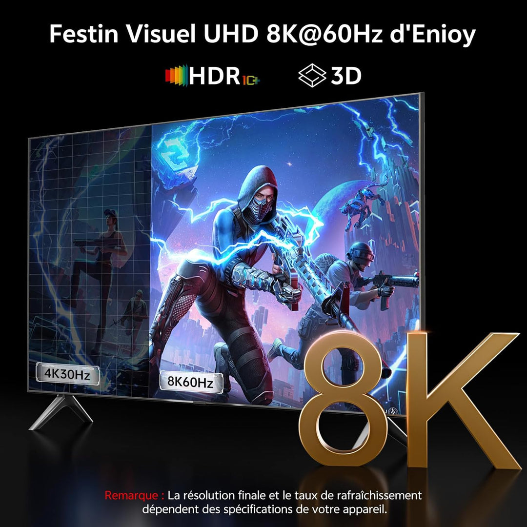 DisplayPort Kabel 1.4 auf HDMI 2.1 2M - 8K@60Hz, 4K@240/144Hz, Unidirektional DP auf HDMI, unterstüt
