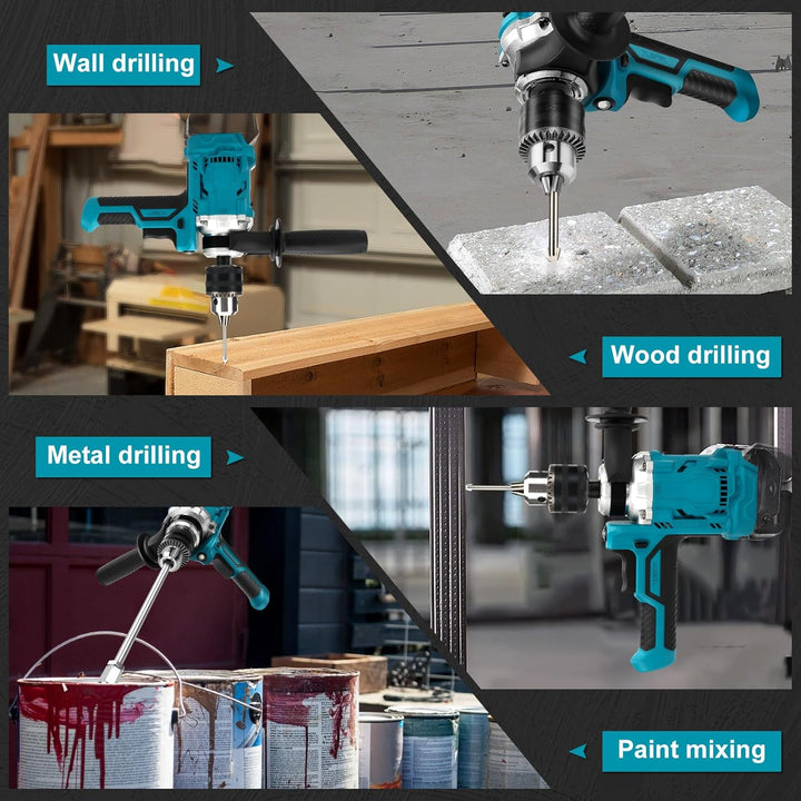Akku Farbmörtelrührer Kompatibel mit Makita 18V Batterie, Brushless Rührwerk Zementmischer 2-Gang-Ge