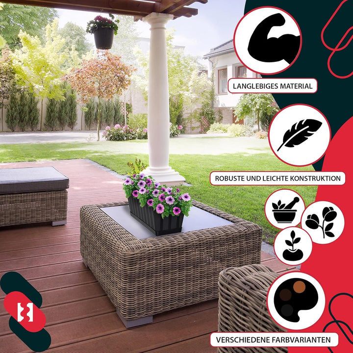 KOTARBAU® 4er Set Blumenkasten - Blumentopf für Balkon - 40 x 18 x 14 cm - Anthrazit - Balkonkasten