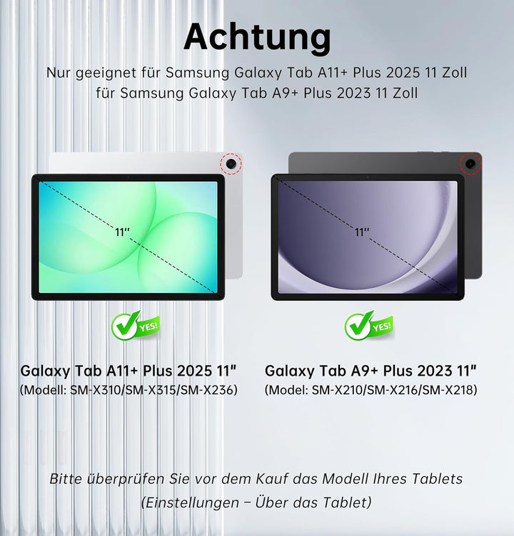 für Samsung Galaxy Tab A11+ Plus/A9+ Plus 11 Zoll Hülle mit Tastatur: Tab A9+/A11+ Plus Deutsches QW
