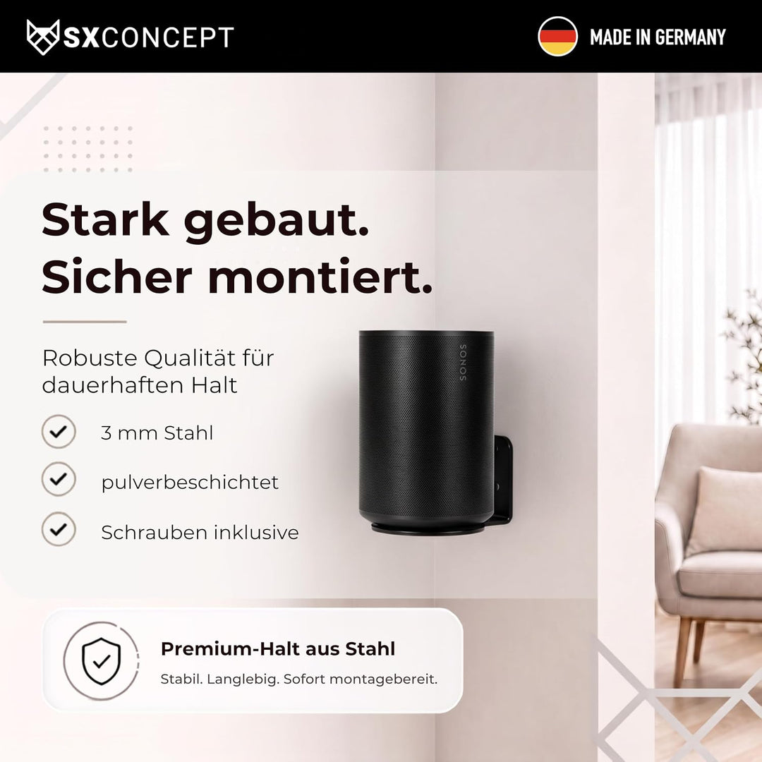 SX-Concept Wandhalterung für Sonos Era 100 | Eck-Variante | Minimalistisches Design | Optimaler Wand