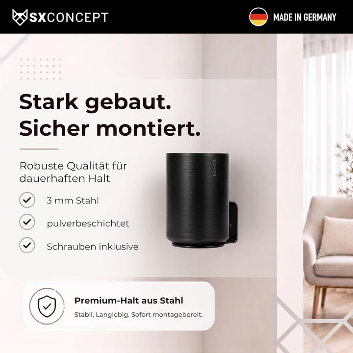 SX-Concept Wandhalterung für Sonos Era 100 | Eck-Variante | Minimalistisches Design | Optimaler Wand