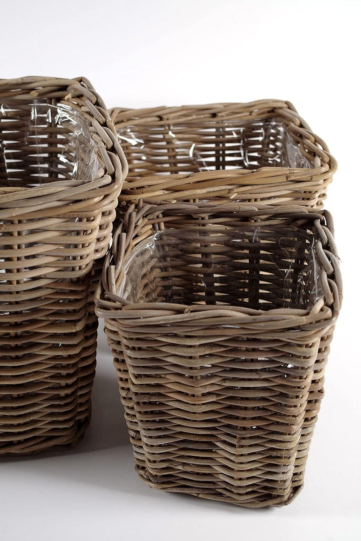 Kobolo Rattanübertopf Rattan Übertopf Pflanzgefäss Pflanzschalen Pflanzgefäss Rattankorb Korbset Pfl