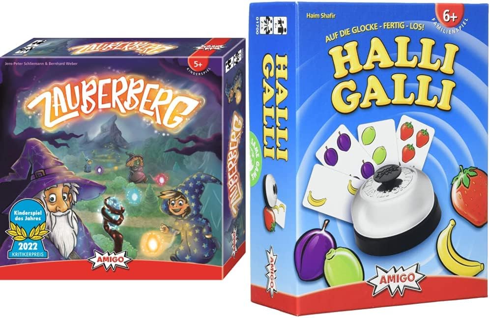 AMIGO 02050 – Zauberberg, Kinderspiel des Jahres 2022 & Spiel + Freizeit 1700 Halli Galli. Auf die G