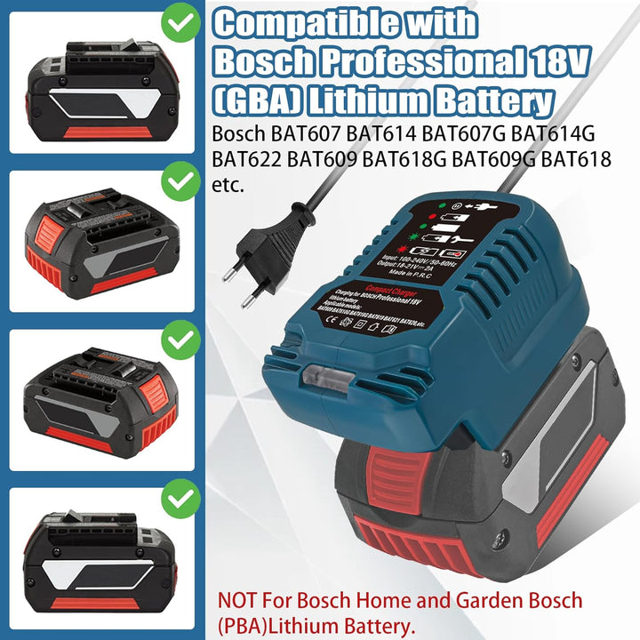 Batterieladegerät für Bosch GBA 18V, Cordless Tool Akku Ladegerät GAL1880CV GAL1860CV Ersatz für Bos