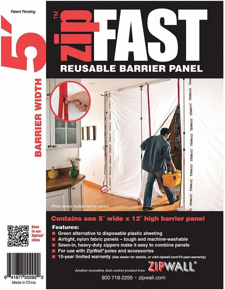 ZIPWALL ZF5 Wiederverwendbare Barriere, Weiss, 1 Pack, 1 Pack