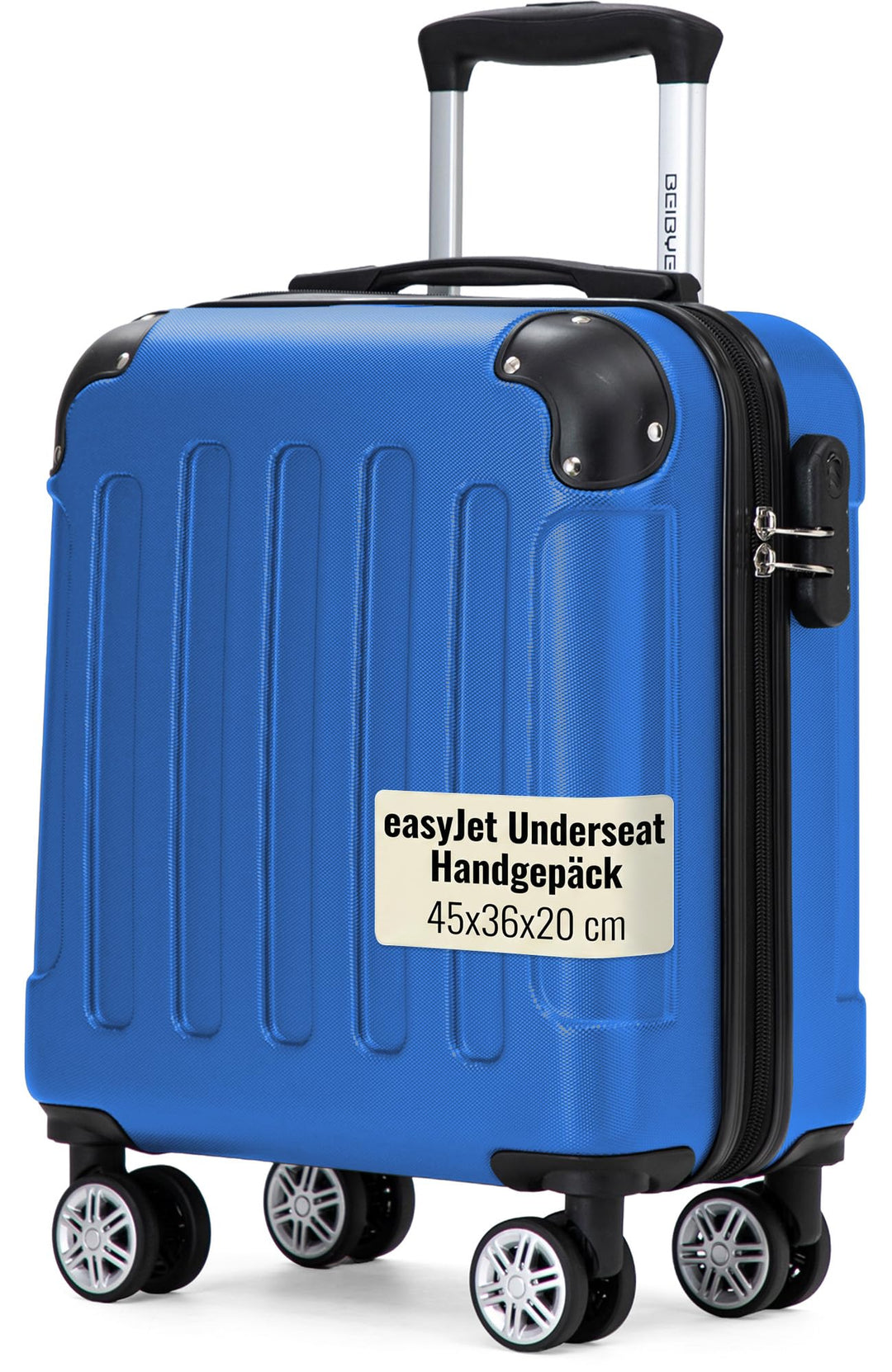 BEIBYE Handgepäck Koffer 45x36x20 cm, 15 Zoll Kabinenkoffer aus ABS mit 4 Rollen, Underseat Bordgepä
