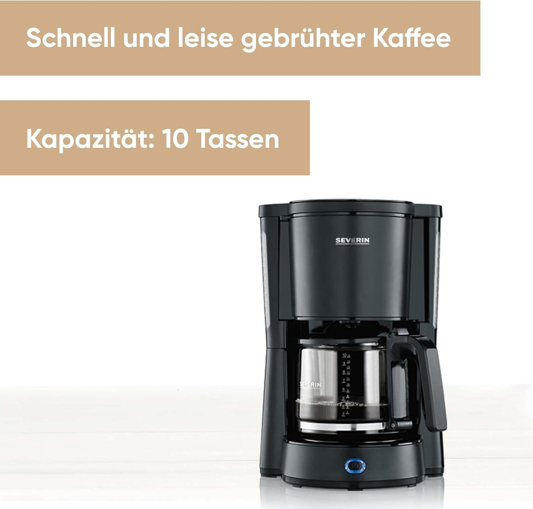 SEVERIN KA 9554 Kaffeeautomat Type, 1000, Edelstahl, 1.25 liters, schwarz-matt, KA 9554