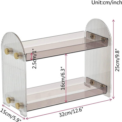 2-stöckiger Badezimmer-Arbeitsplatten-Organizer, Acryl, Make-up-Organizer, Parfüm-Tablett, Gewürzreg