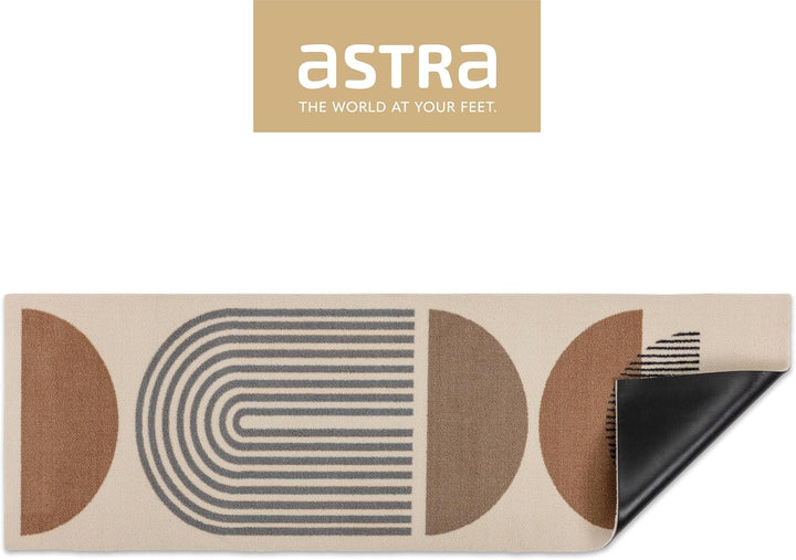 Astra rutschfeste Sauberlaufmatte innen - Kreise beige 2er Set 50x70 + 50x150 cm - Wohnraum Fussmatt