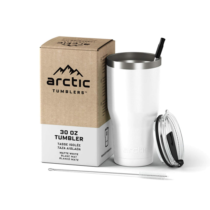 Arctic Tumblers Isolierbecher mit Strohhalm und Reiniger, 850 ml, hält Temperatur bis zu 24 Stunden,