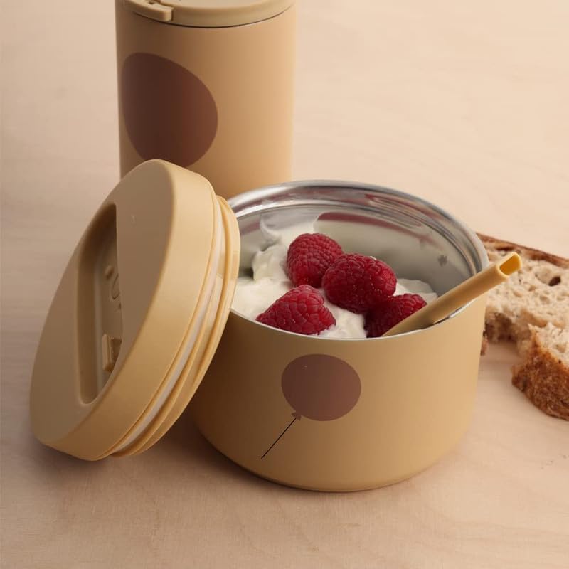 Design Letters thermobehälter für essen mit löffel | warmhaltebehälter essen für müslibecher, joghur