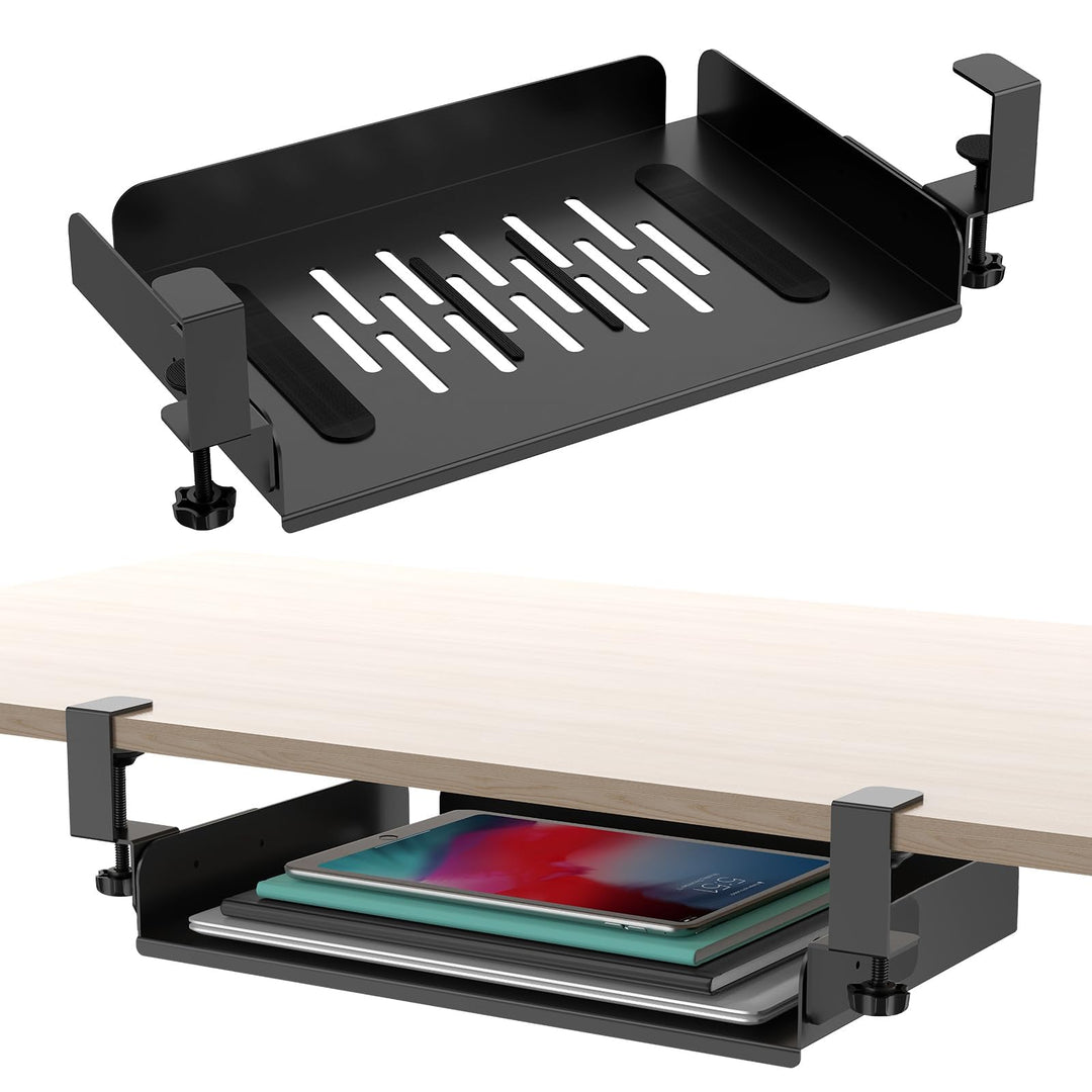 CAUTIOUS Schreibtisch-Organizer, Aufhängbarer Laptop Organizer, Metall Laptop-Halterung, Untertisch-