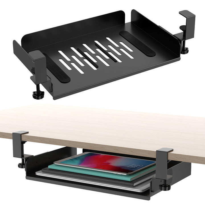 CAUTIOUS Schreibtisch-Organizer, Aufhängbarer Laptop Organizer, Metall Laptop-Halterung, Untertisch-