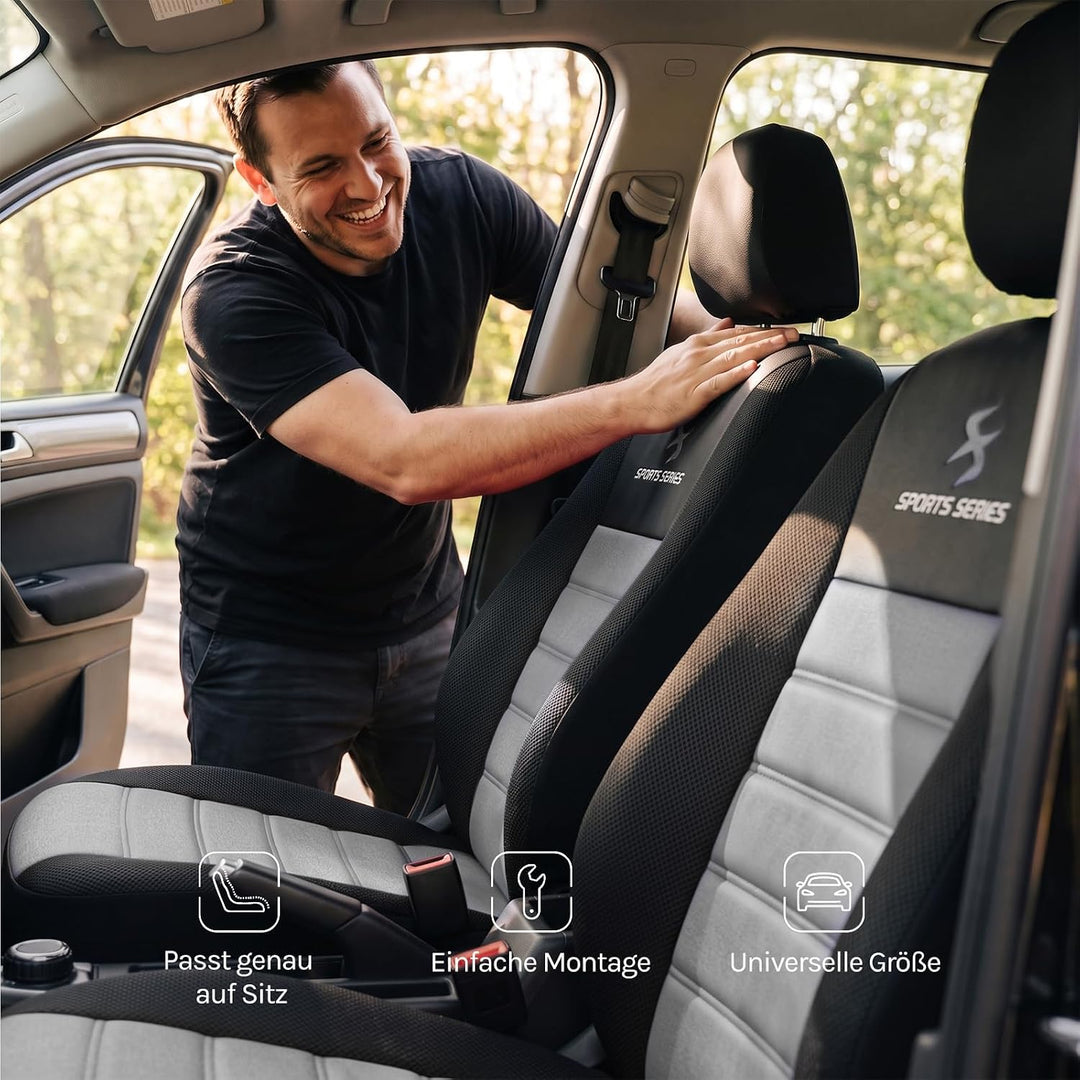 WOLTU 2er Sitzbezüge Auto Einzelsitzbezug universal Grösse, Komplettset, grau, grau