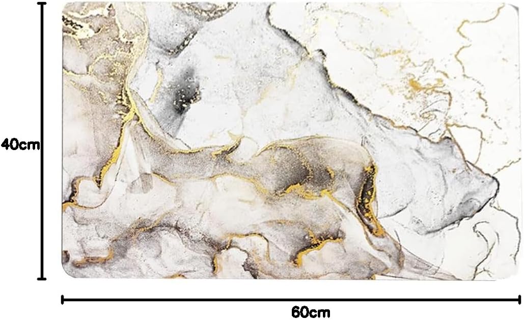 Tobil Badematte rutschfest saugfähig Badvorleger Badezimmerteppich Weissgold-013 40x60-50x80 (50x80c