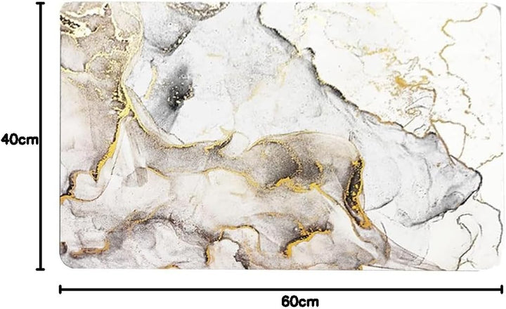 Tobil Badematte rutschfest saugfähig Badvorleger Badezimmerteppich Weissgold-013 40x60-50x80 (50x80c