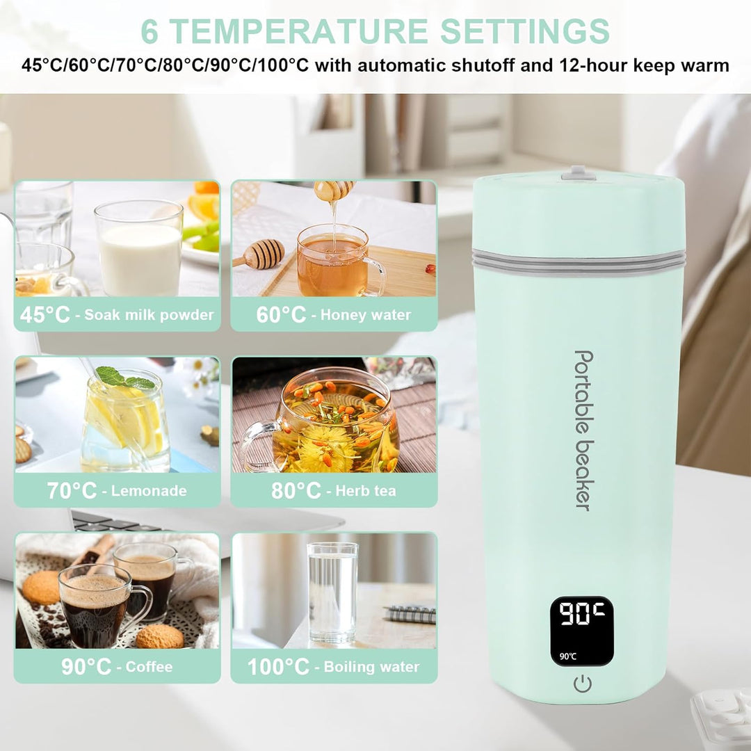 Reise Wasserkocher Klein Elektrische 450ML, Reise Elektrisch Wasserkocher 6Temperaturoptionen, Tragb