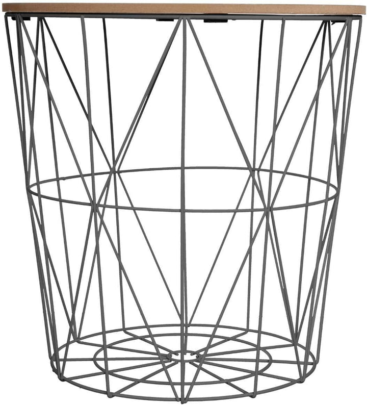 Atmosphera – Kumi Beistelltisch mit Korbdesign – Schwarz und Holzoptik, Durchmesser 40 x Höhe 41 cm,