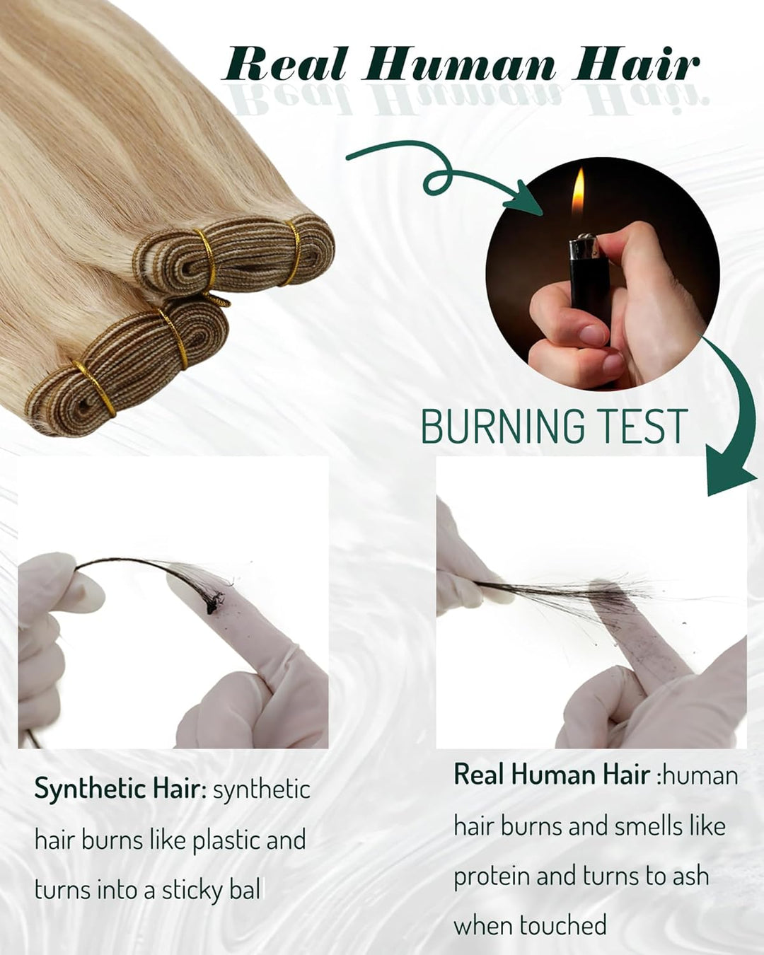 RUNATURE Tressen Extensions Echthaar Aschblond mit Platinblond Tressen Echthaar Sew in Weft Echthaar