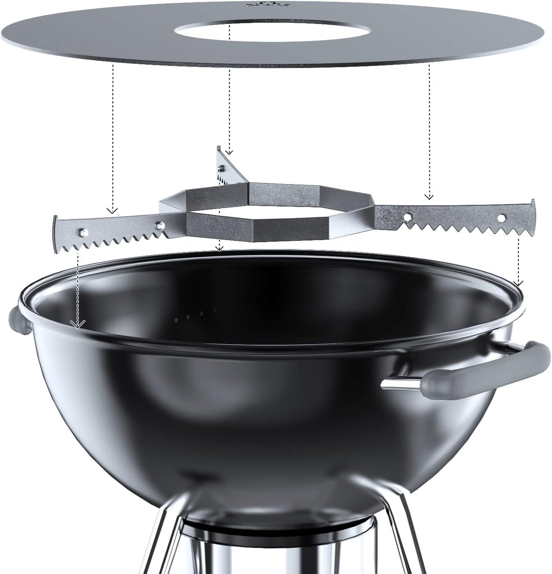 teileplus24 FR08 Grillmeister Set | 3-teilig | Grillring 80 cm + Grilleinsatz ø 20cm + Auflageleiste